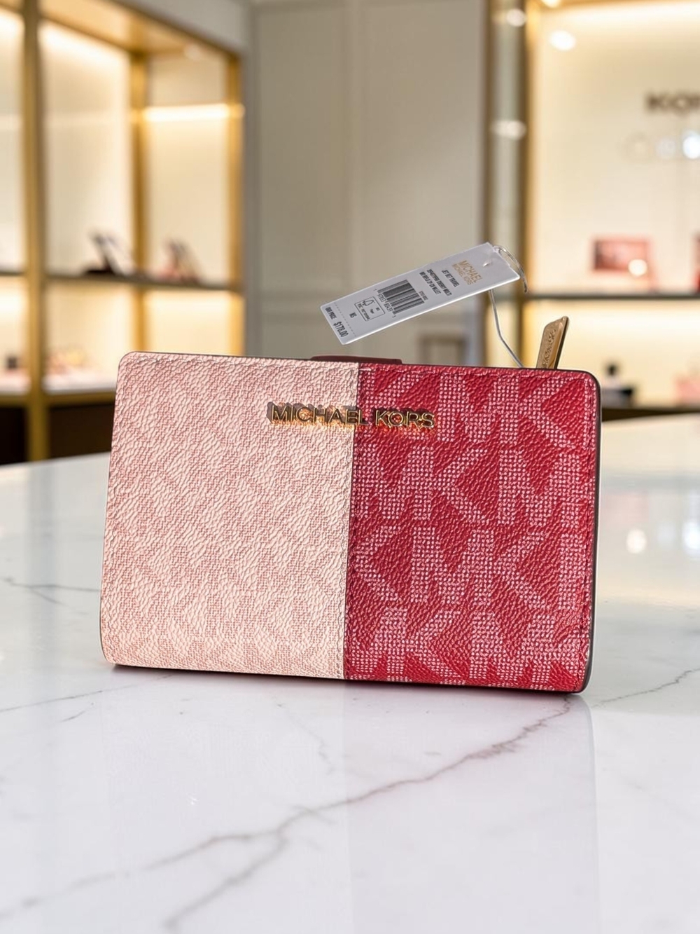 Michael Kors Jet Set Travel Medium Bifold Zip Coin Wallet Cherry Multi (NWT)
